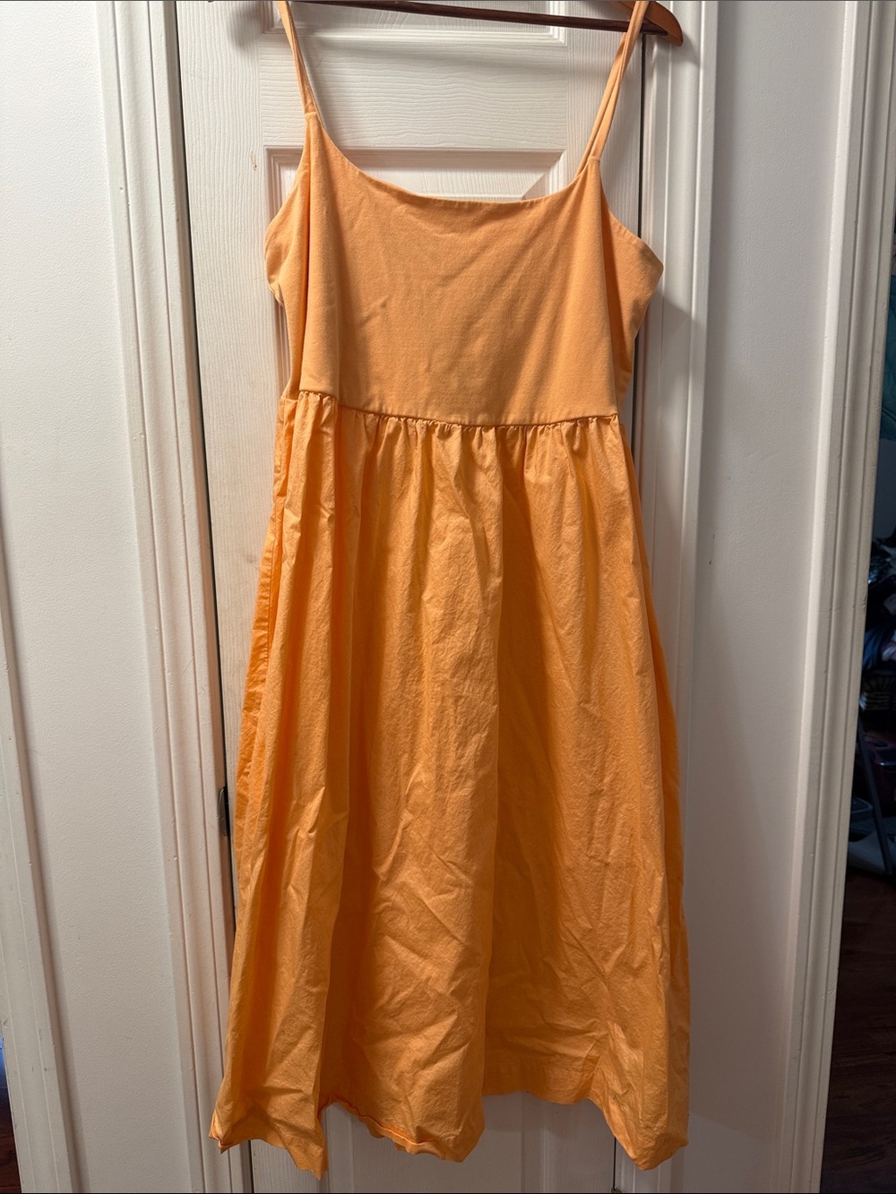Womens Orange Spaghetti-Strap Summer Dress